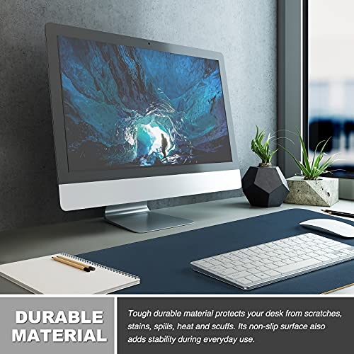 Knodel Alfombrilla de Escritorio, Tapete Escritoriode de Oficina, Alfombrilla de Escritorio Hecho de Cuero PU, Alfombrilla del Escritorio del Ordenador portátil, Doble Cara (43 x 90cm, Azul oscuro)