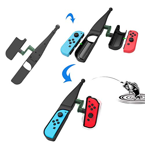 KONEE Caña de pescar Compatible con Nintendo Switch, Kit de bajo de pesca para Switch Joy Con, Switch Joy-Con Accesorios Controlador de pesca