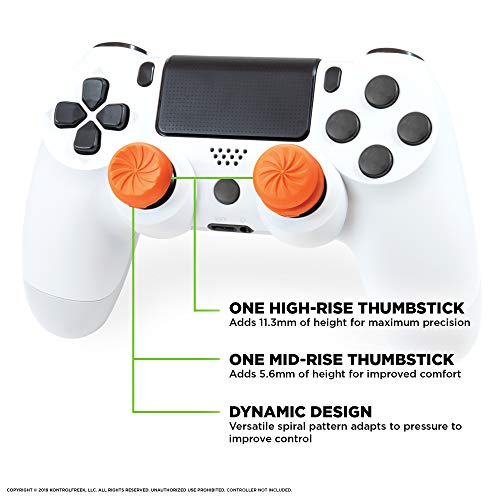 KontrolFreek FPS Freek Vortex para PlayStation 4 (PS4) y PlayStation 5 (PS5) | Performance Thumbsticks | 1 Altura elevada convexa, 1 Altura media, cóncavo | Naranja.