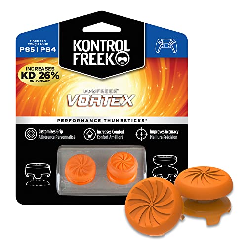 KontrolFreek FPS Freek Vortex para PlayStation 4 (PS4) y PlayStation 5 (PS5) | Performance Thumbsticks | 1 Altura elevada convexa, 1 Altura media, cóncavo | Naranja.