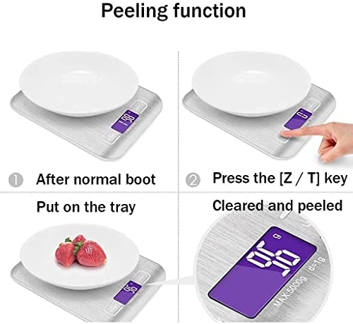 KTDT Básculas electrónicas Báscula electrónica Básculas de Cocina de Acero Inoxidable Báscula de pesaje de Alta precisión Pantalla LCD de Alta definición para Laboratorios de Cocina Farmacéutica
