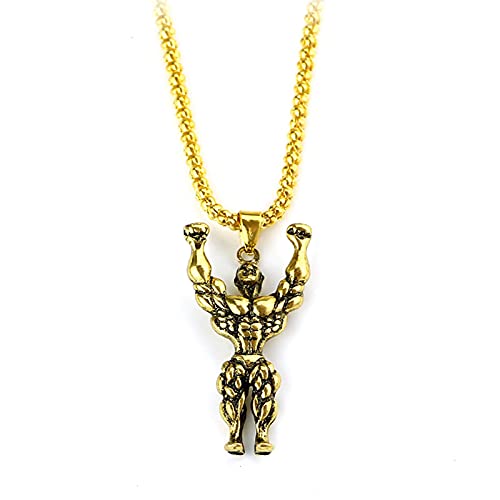 KTZM Steam Punk Sport Fitness Colgante Collar Levantamiento de Pesas Muscular Joyería de Culturismo para Hombres Gimnasio Deportivo