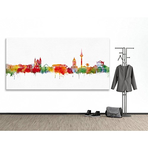 Kunstbruder Bruder Mannheim Skyline Light - Bruja Artificial Tamaños 3D 4 cm – Imagen artística de impresión sobre Lienzo, 50 x 100 cm