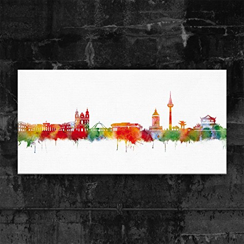 Kunstbruder Bruder Mannheim Skyline Light - Bruja Artificial Tamaños 3D 4 cm – Imagen artística de impresión sobre Lienzo, 50 x 100 cm