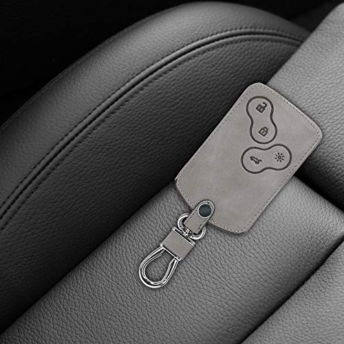 kwmobile Funda Compatible con Renault Llave de Coche de 4 Botones (Solo Keyless Go) - Case de Piel de Nobuck sintética para Mando de Coche - Don't Touch my Key Gris