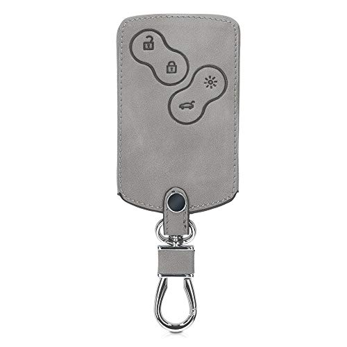kwmobile Funda Compatible con Renault Llave de Coche de 4 Botones (Solo Keyless Go) - Case de Piel de Nobuck sintética para Mando de Coche - Don't Touch my Key Gris
