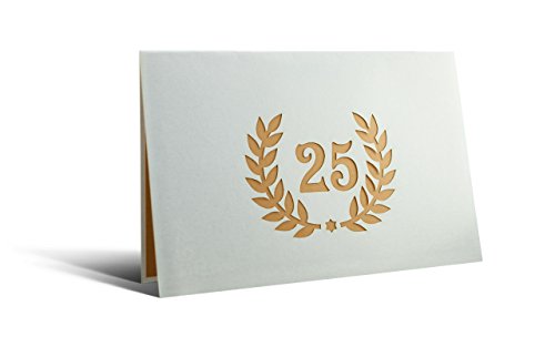 L12 tarjeta de felicitación para bodas de plata, hecho a mano desplecable con diseño 3D de acero