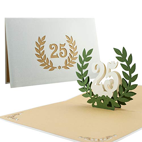 L12 tarjeta de felicitación para bodas de plata, hecho a mano desplecable con diseño 3D de acero