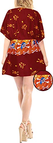 LA LEELA Piratas Calabaza Cráneo Cosplay Disfraces De Fiesta De Halloween Costume Playa de del Traje de baño Bikini Traje de baño de Las Mujeres Cubre para Arriba el Vestido Kimono Caft?n Rojo_D770