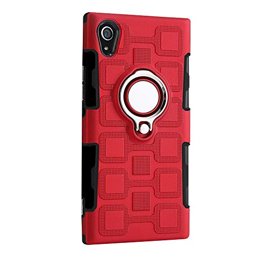 Labanema Xperia XA1 Funda, 360 Rotating Ring Grip Stand Holder Capa TPU + PC Shockproof Anti-rasguños teléfono Caso protección Cáscara Cover para Sony Xperia XA1 - Rojo