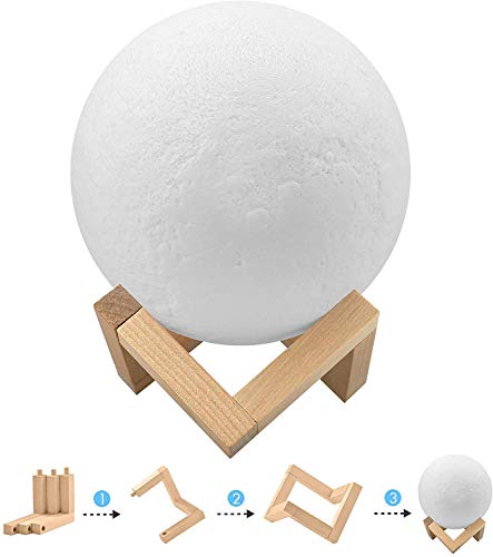 Lámpara De Luna 3D Con Foto Personalizada Soporte, Con Foto Y Texto, 16 Colores, Luz De Noche De Luna Con Carga Usb Para Niños, Cumpleaños, Acción De Gracias,Regalos Del Día De La Madre(15cm)