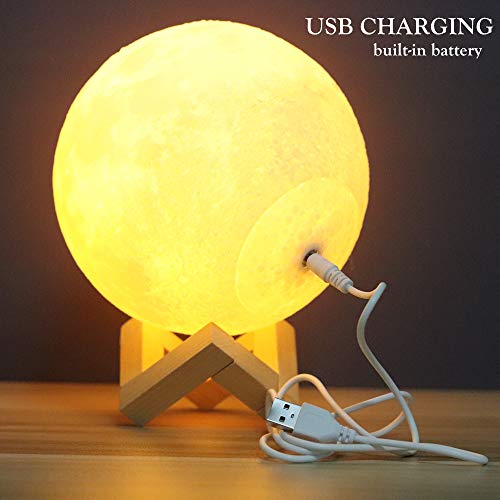 Lámpara De Luna 3D Con Foto Personalizada Soporte, Con Foto Y Texto, 16 Colores, Luz De Noche De Luna Con Carga Usb Para Niños, Cumpleaños, Acción De Gracias,Regalos Del Día De La Madre(15cm)