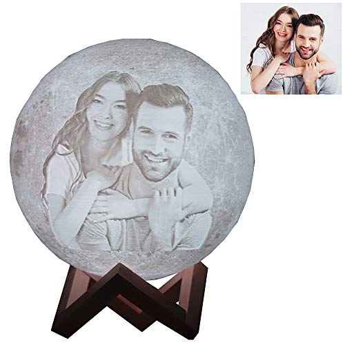 Lámpara De Luna 3D Con Foto Personalizada Soporte, Con Foto Y Texto, 16 Colores, Luz De Noche De Luna Con Carga Usb Para Niños, Cumpleaños, Acción De Gracias,Regalos Del Día De La Madre(15cm)