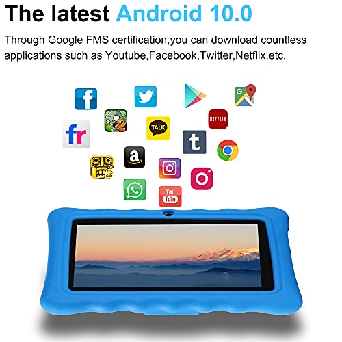 LAMZIEN P2 Tablet 7 Pulgadas, Android 10 Tableta WIFI 16GB (TF 128GB), IPS HD Quad-Core GPS Bluetooth Dual-Cámara Google Play GMS Certified, con funda,Azul