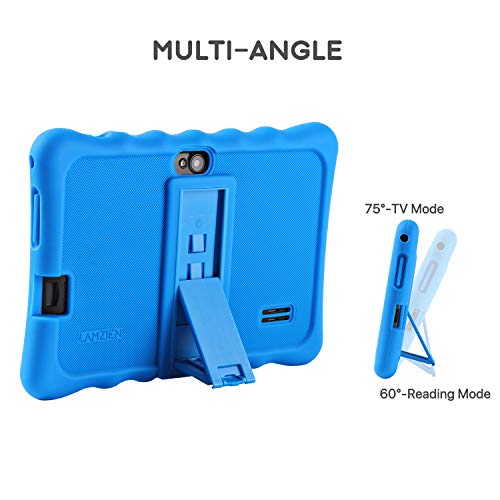 LAMZIEN P2 Tablet 7 Pulgadas, Android 10 Tableta WIFI 16GB (TF 128GB), IPS HD Quad-Core GPS Bluetooth Dual-Cámara Google Play GMS Certified, con funda,Azul