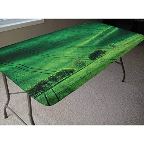 LCGGDB Mantel ajustable de poliéster para mesa de picnic, Meadow Fields Hills con bordes elásticos, 61 x 121 cm, para fiestas de Navidad