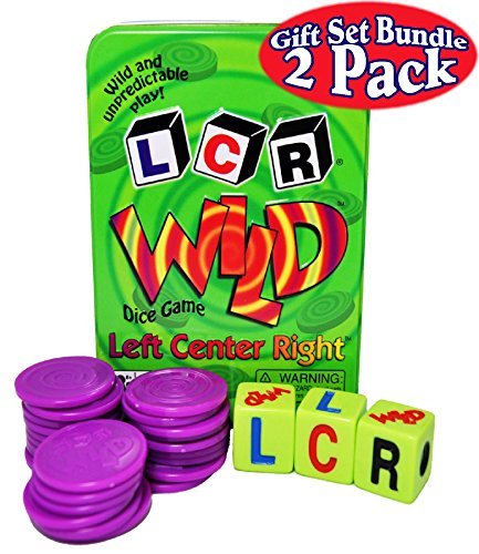 LCR (Left Right Center) Dice Game in Blue Tin & LCR Wild Dice Game in Green Tin Gift Set Bundle - by George & Company LLC