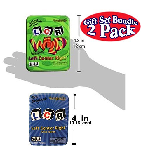LCR (Left Right Center) Dice Game in Blue Tin & LCR Wild Dice Game in Green Tin Gift Set Bundle - by George & Company LLC