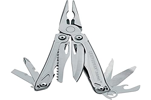 Leatherman Sidekick - Multiherramienta de bricolaje hecha en EE.UU. con 14 herramientas, con bloqueo, sierra, alicates, destornilladores y un abrebotellas, en acero inoxidable con una funda de nylon