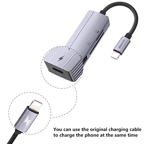 Lector de tarjetas SD para iPhone, TargetGo adaptador de cámara USB con puerto de carga, adaptador iOS OTG compatible con lector de tarjetas USB, unidad flash USB, mouse, teclado, MIDI