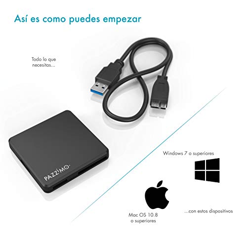 Lector de Tarjetas USB 3.0 para SD de, Tarjetas Micro SD y CF (SD/SDHC/SDXC/MicroSD/MicroSDHC/microSDXC/CF)