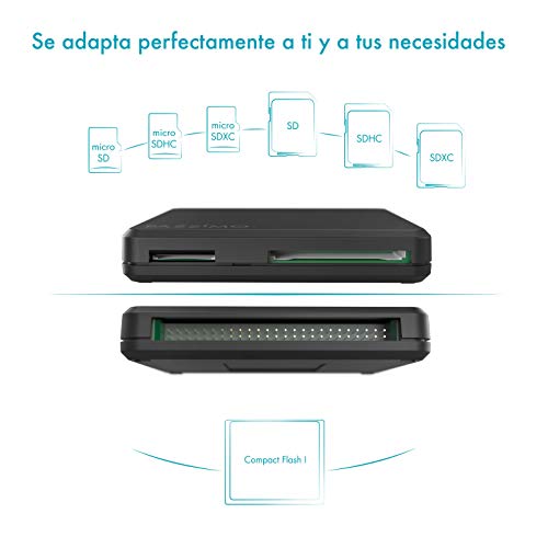 Lector de Tarjetas USB 3.0 para SD de, Tarjetas Micro SD y CF (SD/SDHC/SDXC/MicroSD/MicroSDHC/microSDXC/CF)