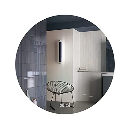 LED Illuminated Bathroom Mirror Round Wall Mirror with Touch/Dimmable/Demister Pad Makeup Mirror for Vanity Living Room Bedroom(Size:50CM)
