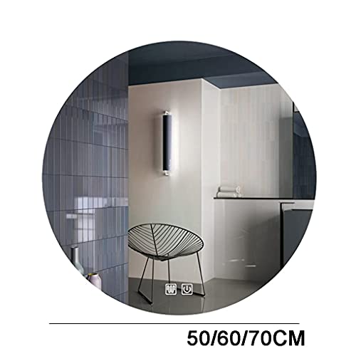 LED Illuminated Bathroom Mirror Round Wall Mirror with Touch/Dimmable/Demister Pad Makeup Mirror for Vanity Living Room Bedroom(Size:50CM)