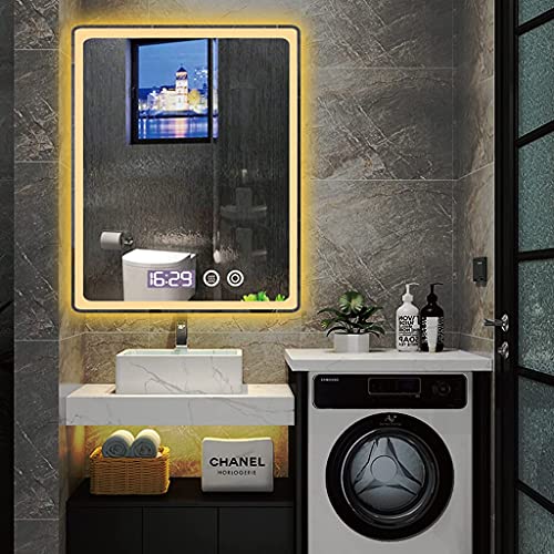 LED Illuminated Bathroom Mirror with Demister - Touch Switch Dimmble Makeup Mirror - Wall Mount Mirrors - 500 X 700mm