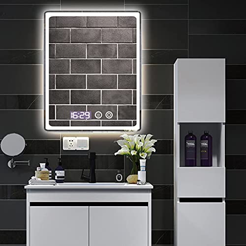 LED Illuminated Bathroom Mirror with Demister - Touch Switch Dimmble Makeup Mirror - Wall Mount Mirrors - 500 X 700mm