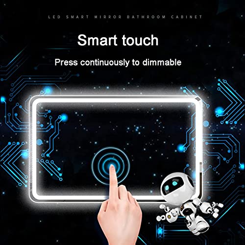 LED Illuminated Bathroom Mirror with Demister - Touch Switch Dimmble Makeup Mirror - Wall Mount Mirrors - 500 X 700mm