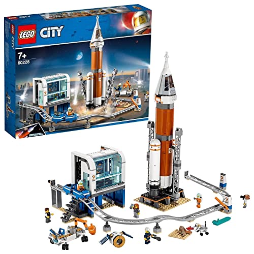 LEGO 60228 City Cohete Espacial de Larga Distancia y Centro de Control, Juguete de Construcción con 6 Mini Figuras