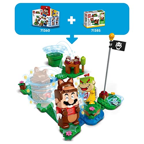 LEGO 71385 Super Mario Pack Potenciador: Mario Tanuki, Set de Expansión con Traje Interactivo