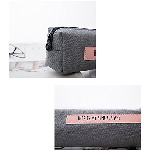 Leisial Estuche de Lápices con Cremallera Algodón Lino Bolsa de Lápices Plumas Bolígrafos Patrón de Alfabeto Inglés para Escolar Papelería 20cm*8cm*6.5cm