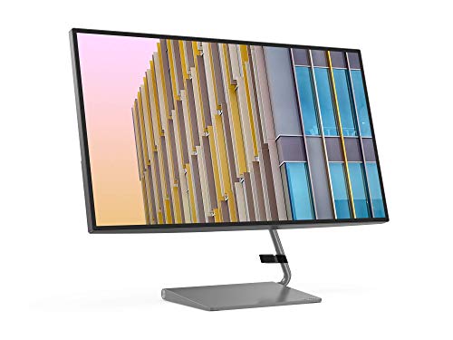 Lenovo Q27h-10 - Monitor Gaming 27" 2K QHD con Diseño elegante casi sin bordes (IPS, 75Hz, 4ms, HDMI, DP, USB-C, FreeSync, Altavoces, Base Metálica) Ajuste de inclinación - Gris