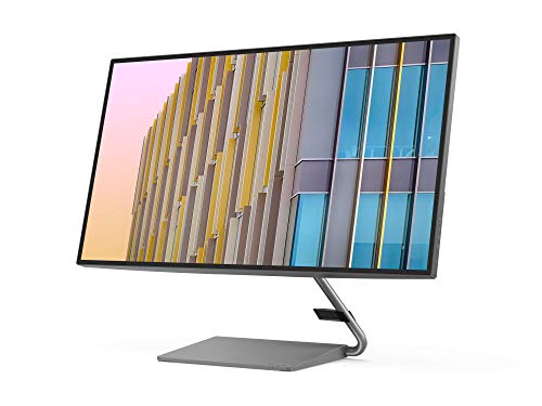 Lenovo Q27h-10 - Monitor Gaming 27" 2K QHD con Diseño elegante casi sin bordes (IPS, 75Hz, 4ms, HDMI, DP, USB-C, FreeSync, Altavoces, Base Metálica) Ajuste de inclinación - Gris