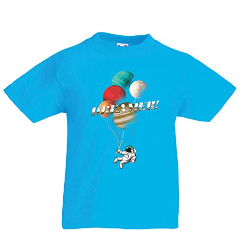 lepni.me Camiseta para Niño/Niña El soñador, astronautas en el Espacio - Planetas del Arco Iris cósmico (5-6 Years Azul Claro Multicolor)