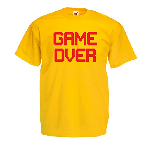 lepni.me Camisetas Hombre Das Spiel ist aus! Retro-Gaming, lustige Video-Gamer-Kleidung (X-Large Amarillo Rojo)