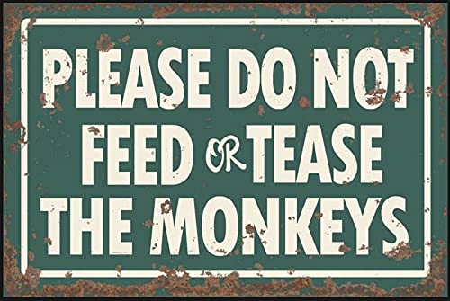 Letrero de metal, diseño vintage con texto en inglés "Do Not Feed Monkeys", estilo vintage, para decoración de jardín, de aluminio, divertido arte de pared, fácil de montar, 22,8 x 35,5 cm