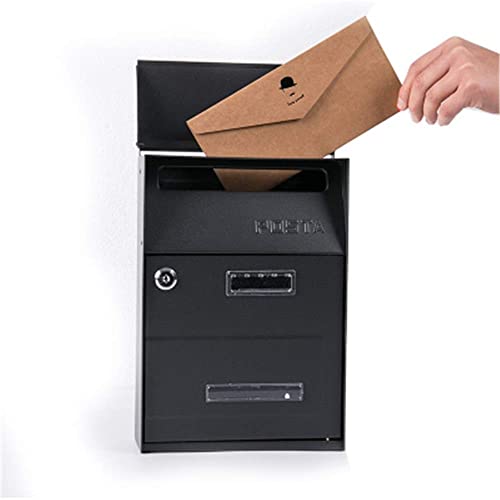 Letter Box Modern Simple Mailbox House Outdoor Letter Box Rust Weather Proof Vertical Wall Mount Locking Outside Mailboxes Wall Mounted Post Box (Color : Black Size : Free Size) (Black Free Size)