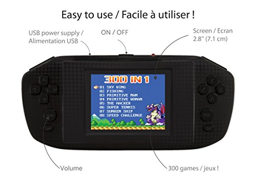 LEXIBOOK- Consola Arcade Center de Video Portátil, Color Negro (JL3000)