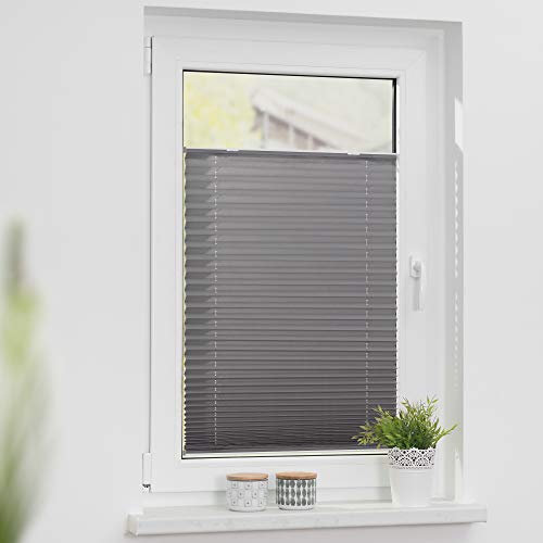 Lichtblick PS.090.130.02 - Estor Plisado (fijación sin Agujeros, 90 x 130 cm), Color Gris