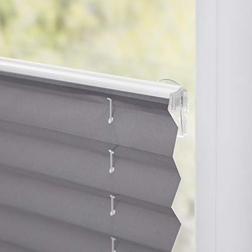 Lichtblick PS.090.130.02 - Estor Plisado (fijación sin Agujeros, 90 x 130 cm), Color Gris