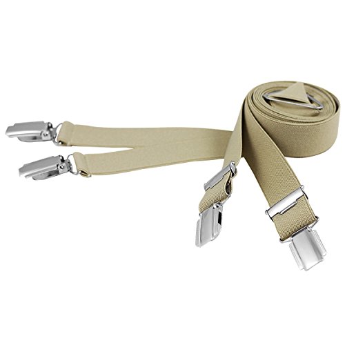 LINDENMANN- Tirantes de hombre en forma de x con 4 clips, 30 mm, metal cruzado en la espalda, color beige oscuro, longitud 130 cm