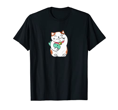 Lindo gato con diseño de peces para hombres, mujeres y niños Camiseta