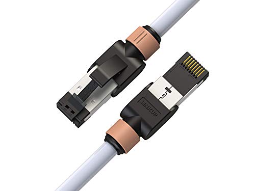 LINKUP - [Certificado por Fluke] Cable Ethernet Cat7-60cm (Paquete de 3) Cables de conexión RJ45 S/FTP Doble Blindaje 10G | para Rojo de Internet LAN Conmutador Panel Enrutador Gaming |26AWG Blanca