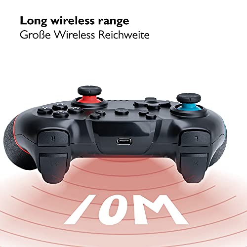 Lioncast Mando Inalámbrico - Compatible con Nintendo Switch, Vibración Dual Rumble, Control de Movimiento de 6 Ejes, Agarre de Goma - Alcance de 10 metros, 15 Horas de Juego - Accesorios para Juegos