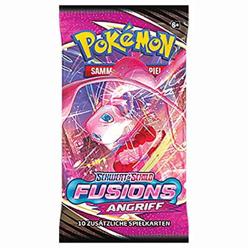 Lively Moments Pokémon - Tarjetas de espada y escudo de 36 Booster Packs Fusions, expositor de ataque y tarjeta de felicitación gratis