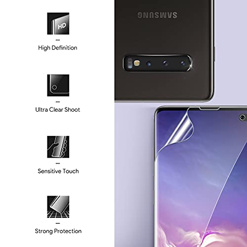 LϟK 5 Pack Protector de Pantalla para Samsung Galaxy S10 Plus S10+ con 2 Pack HD Película de TPU y 3 Pack Protector de Lente de Cámara - Negro - Sin Burbujas Huella Digital Ultrasónica