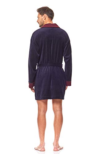 L&L - 9101 Albornoz de Lujo para Hombres, Extremadamente Corto y Suave Bata de Baño. Bata de Casa para Hombres. (Azul Marino, XX-Large)